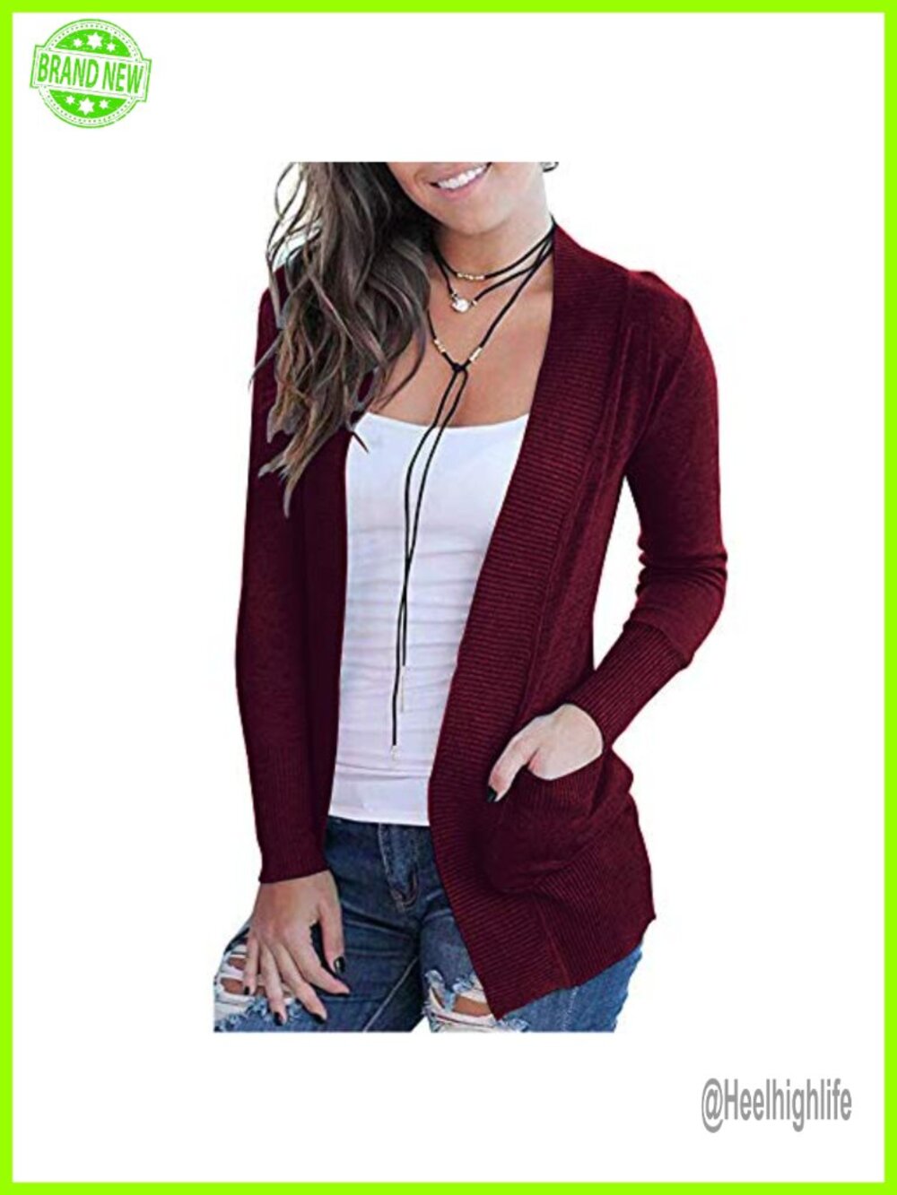 Open Front Long Sleeve Cardigan with Pockets Shawl Collar Ribbed